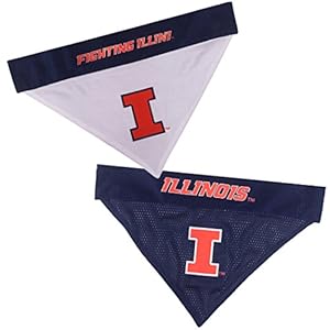 Pets First Collegiate Pet Accessories, Reversible Bandana, Illinois Fighting Illini, Small/Medium