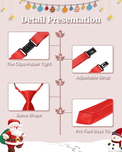 THE BOW TIE HOUSE Adjustable Satin Neck Tie for Kids | Party Wear Necktie for Boys, Toddler & Youth | Perfect for Weddings, Graduations, School Uniforms, and Party Wear | Red - 2-6 Years - Image 2 thumbnail