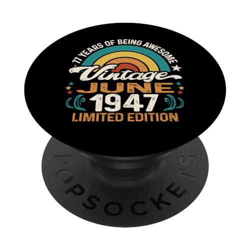 Retro Sunset 77 Años Nacido En Junio 1947 - 77 Cumpleaños PopSockets PopGrip Intercambiable