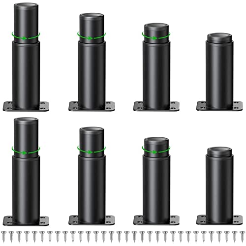 TECKZOON 8 Pièces Pieds de Meubles Réglables, Hauteur Réglables 120mm-180mm Épaissir Les Pieds D'armoire Pieds de Table Pieds de Meubles, Métal Acier Inoxydable Canapé Jambe Table Pieds Vis Inclus Cover