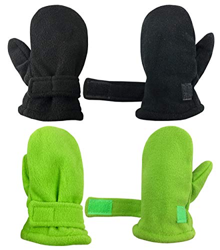 Image of N'Ice Caps Little Kids and Baby Easy-On Sherpa Lined Fleece Mittens - 2 Pair Pack