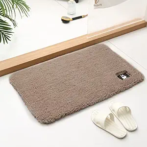 HOKIPO Microfiber Shaggy Door Mat for Home and Bathroom, 60x40 CM - Chocolate (AR2429-CHOC)