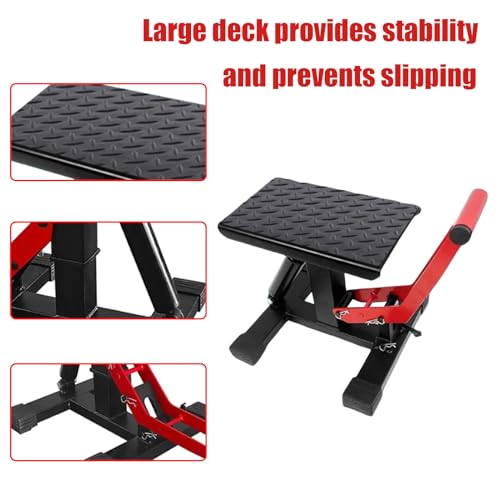 Gato para moto con elevador de mesa hidráulico y soporte ajustable para reparar ATV con seguridad 5