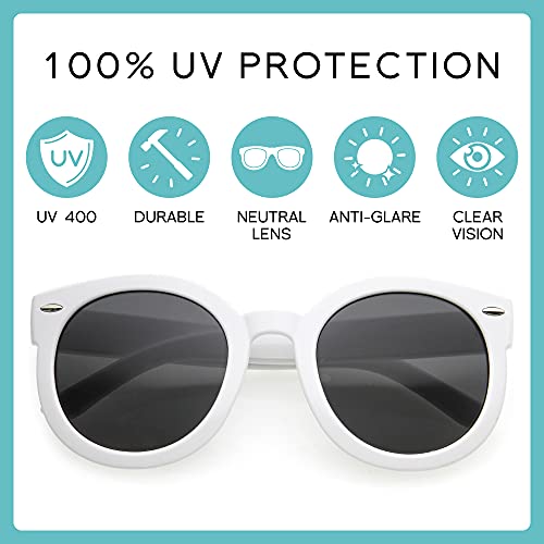 Image of zeroUV - Round Retro Oversized Sunglasses for Women with Colored Mirror and Neutral Lens 53mm