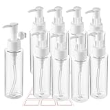 Wowang 10 Pack 3.4 Oz/100ml Travel Pump Bottle TSA Approved Empty Plastic Pump Bottles Dispenser Portable Refillable Container Clear Lotion Dispenser Bottle for Shampoo Shower Gel