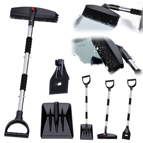 Set da neve per auto 3-in-1: set di pale per neve, raschietto per ghiaccio, spazzaneve con pala, raschietto e scopa, spazzaneve leggero portatile per la pulizia del veicolo invernale