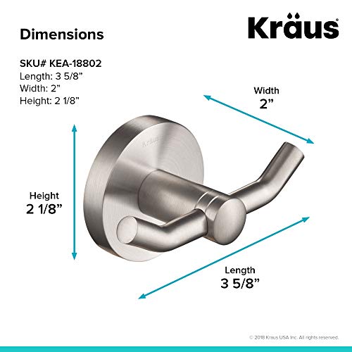 Kraus Elie Bathroom Robe and Towel Double Hook, Brushed Nickel Finish, KEA-18802BN by Kraus - Image 2