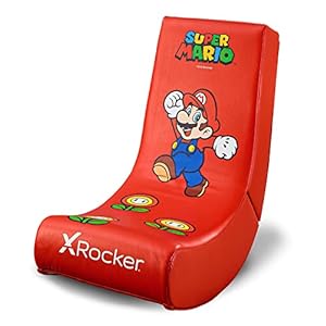 X Rocker Official Super Mario Video Gaming Floor Chair, All-Star Edition Nintendo Collectible, Faux Leather, Foldable, Youth