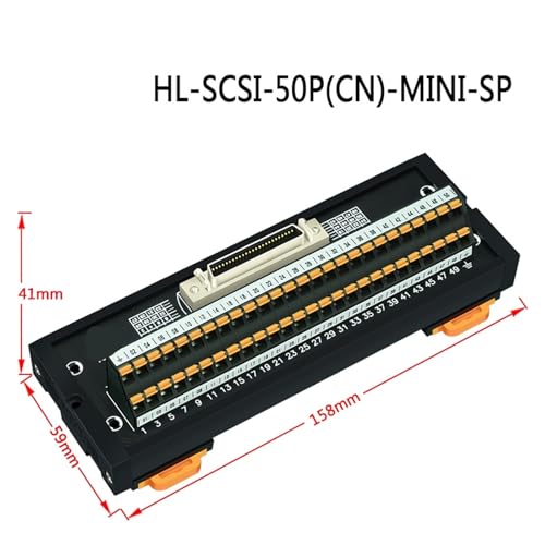 Módulo conector hembra MDR de 50 pines y bloque de terminales SCSI para riel DIN 3