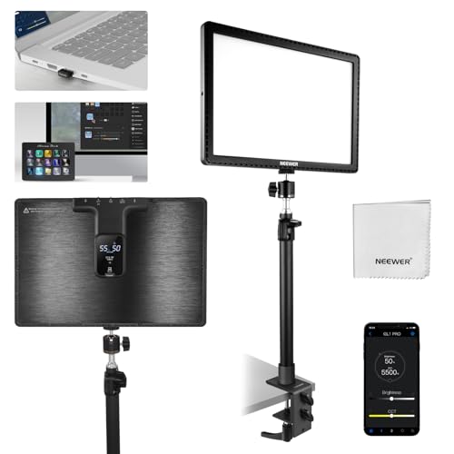 NEEWER GL1 Pro Lampe CRI97+ Éclairage Streaming avec Contrôle par Application 2,4 G PC Mac