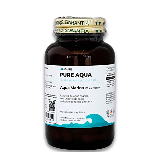 Sales minerales, electrolitos, agua de mar ultraconcentrada, muy baja en sodio. Hidratación, para deportistas y Ph ácido. PURE AQUA