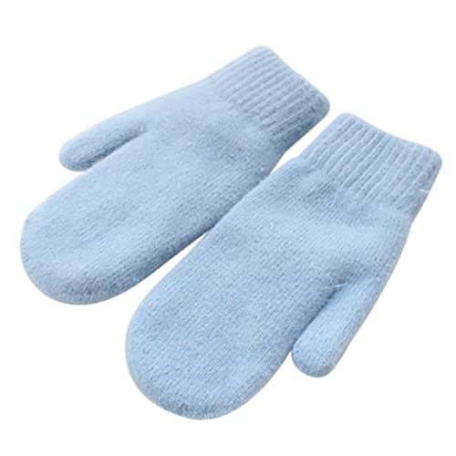 homeemoh Knit Mittens for Women Warm Winter Fleece Lined Mittens Women‘s Gloves for Cold Weather,Sky Blue