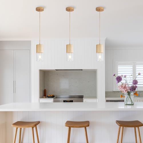 Image of Gold Pendant Light Fixtures, Adjustable Modern Pendant Lights for Kitchen Island, Industrial Clear Glass Pendant Lights for Dining Table Hallway Bedroom Living Room,1 Pack