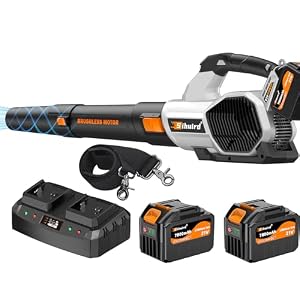 Sihuird Leaf Blower Cordless, 765CFM Electric Leaf Blowers with 2 x 7.8Ah Batteries and Dual Rapid Charger, 3- Speed & Turbo Mode, with LED lighting, 1 x Shoulder Strap, Blowers for Lawn Care – SL9501