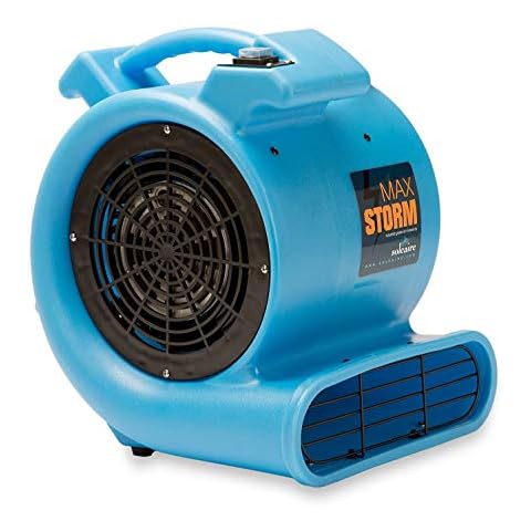 Soleaire Max Storm 1/2 HP Durable Lightweight Air Mover Carpet Dryer Blower Floor Fan for Pro Janitorial Cleaner, Blue, 1 Pack Cover