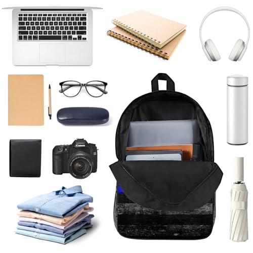 Blue Line Backpack Vintage American Police Flag with Blue Line School Bag Travel Backpacks Laptop Bookbag Lightweight 17 inch Large Daypack Rucksack for Women Men Teens Kids4