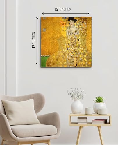 Image of Sikhash Gustav Klimt Canvas Paintings | Portrait of Adele Bloch-Bauer I Symbolist Art | Famous Artist Paintings for Wall | 12x12 Inches Unframed