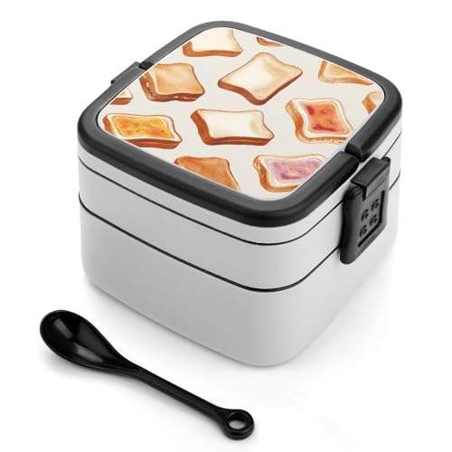 食べ物柄 弁当箱 おべんとう箱 2段 1000ml 漏れ防止 スプーン付き ハンドル付き 大容量 男女兼用 子供用 学生 大人用 持ち運び便利 通勤 通学
