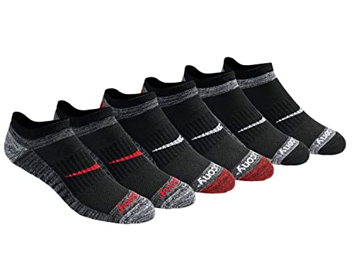 Saucony Rundry Bolt Performance No-Show Socks, Available in M-XXL (6, 12, 18 Pairs) Calzini da Corsa, Rosso Assortiti (6 Paia), Large (Pacco da 6) Uomo