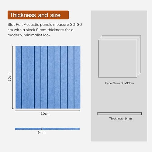 Image of MMT Acoustix Slats Felt Acoustic Wall Panel | Sound Proofing for Room |Premium Acoustic Panel |Pin Board for Wall |Sound Absorbing Panels | Slats Felt Acoustic Wall Panel |Carolina| 30 x 30 cm| 8 Pcs