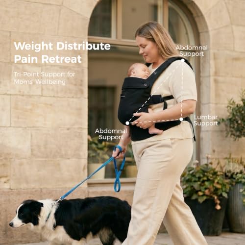 Image of Momcozy Baby Carrier - Ergonomic, Cozy and Lightweight Carrier for 7-45lbs, Effortless to Put On, Ideal for Hands-Free Parenting, Enhanced Lumbar Support, Purehug, Extended Fit (45 inch-69 inch Waist), Black