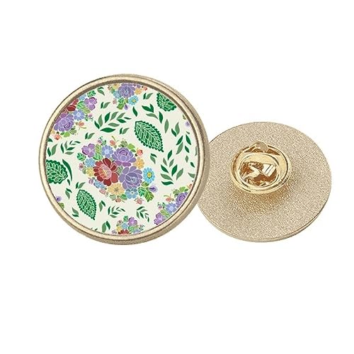 Broche ronde en métal doré fleurs orientales pour moderniser vos vêtements ternes