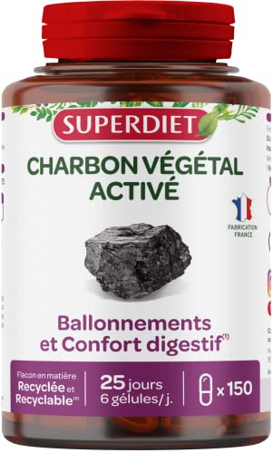 SuperDiet Charbon Végétal Activé 150 gélules