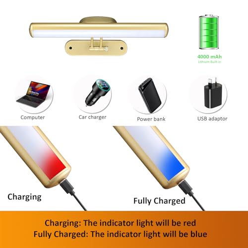 Image of MIOBLUE Rechargeable Picture Light with Remote, Wireless Battery Art Display Light with Remote Control, Dimmable /Timer Off Painting Light, 3 Lighting Modes Full Metal Dartboard Lights (Gold-1Pack)