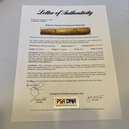 Roberto Clemente Signed 1971 Game Issued Baseball Bat Psa Dna & Jsa Coa - Autographed Mlb Bats #TOP4