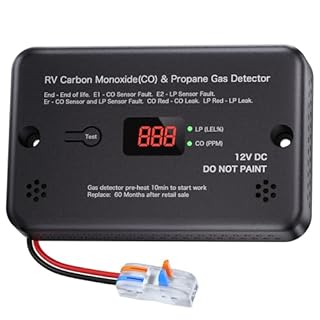 RV Carbon Monoxide & Propane Detector, 2-in-1 CO/LP Detector with Real-Time Digital Display, Indicator Lights & Loud Alerts, 12V DC, Easy Install for RVs, Travel Trailers & Campers