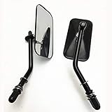 E-Bro Classic Black Motorcycle Mirrors 8mm/10mm Thread Rear View Mirror for XL 883 1200 Iron 883 Road King (Rectangle)
