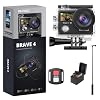AKASO Brave 4 4K30fps 20MP WiFi Action Camera with EIS 131ft Waterproof Camera with 2 Batteries and Bicycle Helmet Accessories with 60cm Selfie Stick Tripod Bundle