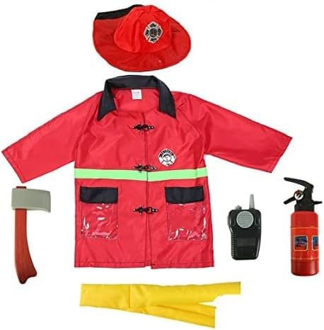 Kidwala Firefighter Role Play Costume Set - Kids Fireman Dress Up Pretend Play Outfit with Rescue Tools and Accessories Toys for Kids