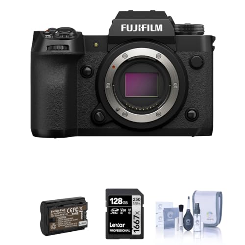 Image of Fujifilm X-H2 Mirrorless Camera, Black Bundle with 128GB SD Card, Extra Battery, Cleaning Kit