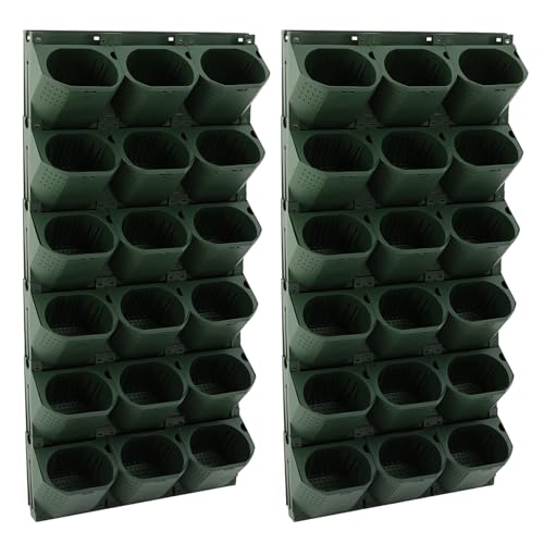 banborba Vertical Garden Planter with 36 Pots, Wall Planters for Indoor Plants, Wall Mounted Plastic Plant Grow Pots for Fruits Vegetables Flowers Herbs - Green