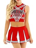 YOOJOO Womens Sexy Cheer Leader Costume Uniform Cheerleading Adult Dress Outfit Halloween Red Small