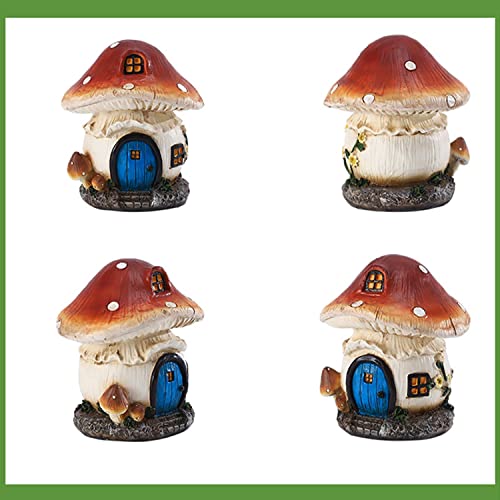 Sunnyway Mushroom Fairy Garden House Statue Sculptures Outdoor Yard Decor Resin Lawn Ornament #TOP7