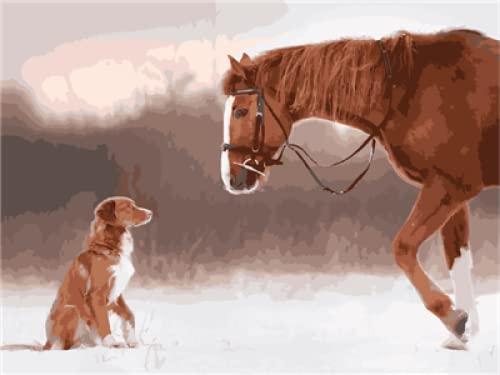 Pintura de diamante 5D completa kit de manualidades DIY bordado caballo perro 30x40