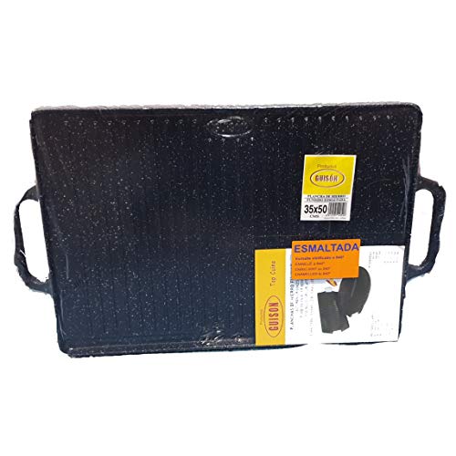Grill C/Asas Hierro Fundido Esmaltado 35X50 Cm Garcima En Oferta Guison 12050, Plancha De Hierro Fundido Esmaltado, Color Negro, 35 X 50 Cm