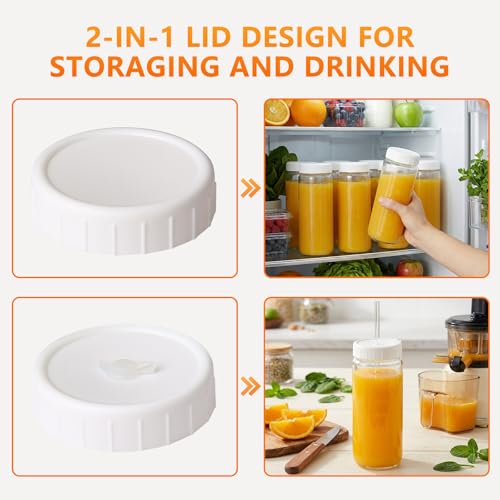 Image of Ruckae Glass Juice Bottles,Juicing Bottles,Smoothie Bottles,Juice Containers,Glass Bottles with Lids-Leakproof Airtight 16 oz 12 Pack for Meal Prep-with Straws for Juice,Iced Coffee,Kombucha