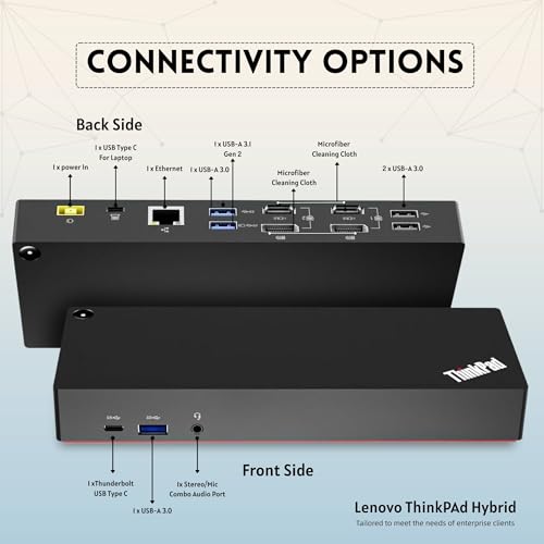 Image of Lenovo 40AF0135US Thinkpad Docking Station Dual Monitor Hybrid USB-C with USB-A | Comes with 135W, HDMI, DP, USB C to A Cables (NEW)