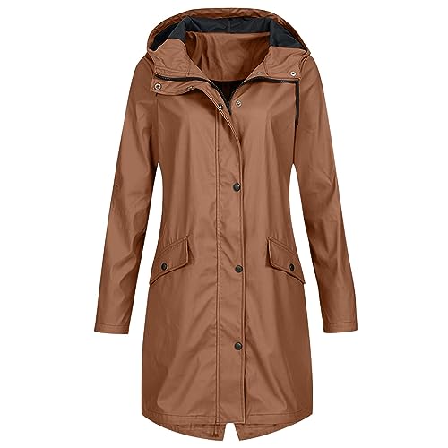 Manteau long imperméable femme veste de pluie à capuche contre le vent pour extérieur