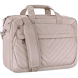 Maletin Mujer VANKEAN TSA,Bolsa para portátil de 17 pulgadas, compatible con la TSA,Maletín expandible para mujer, bolsa de computadora impermeable con bolsillo RFID, universidad, rosa
