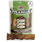 Redbarn Natural Dur-A-Bulls Treats for Dogs - 3 Large Braids - Hickory Flavor - Made in USA Long Lasting 100% Edible No Artificial Ingredients or Plastic