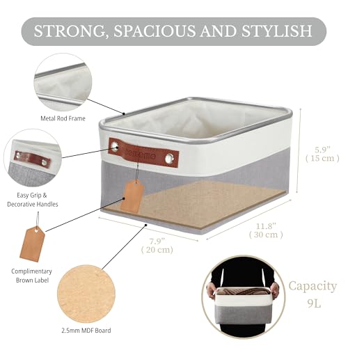 DECOMOMO Small Storage Basket, Closet Storage Bins, Baskets for Organizing Shelves (Grey & White, Small - 6 Pack) by DECOMOMO - Image 3