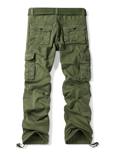 Men's Casual Cargo Cotton Relaxed Fit Tactical Outdoor Work Pants with Multi-Pockets(No Belt)2
