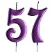 Pink 57th Birthday Candle, Number 57 Years Old Candles Cake Topper, Woman Party Decorations, Supplies