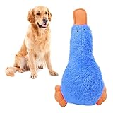 Pssopp Duck Dog Squeaky Toy, Interactive Teeth Cleaning Plush Dogs Chew Toy Dog Companion for Dogs Puppies Pets (Blue)