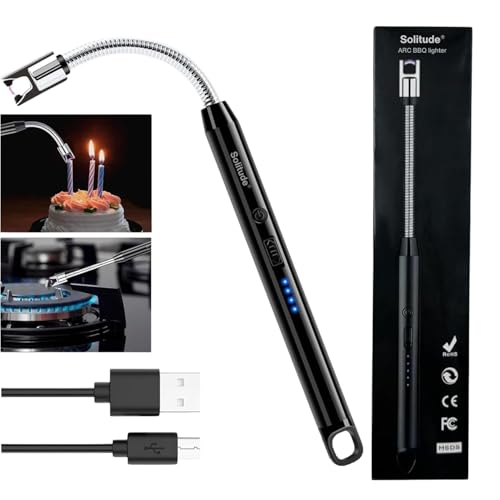 Image of Solitude Rechargeable Electric Gas Lighter for Kitchen, Stove, Candles, Pooja & USB Charging Port, 360 Flexible Neck, Windproof Plasma Arc Lighter (Multicolor)