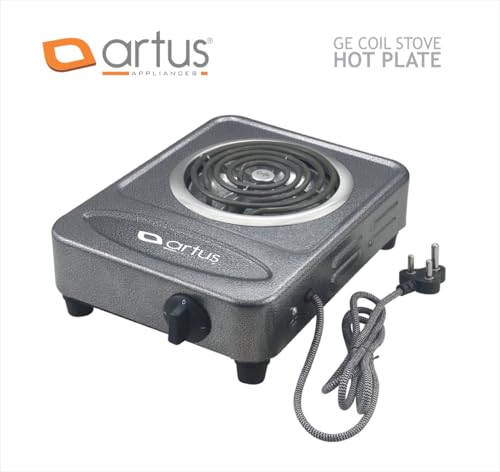 Image of Ritayedet Galaxy ECW1 2000W Electric Coil Cooking Stove Single Burner Hot Plate, Radiant G Coil Cooktop for Home & Hostel, Portable Electric Stove, Works with All Metal Cookware, Ocean Silver